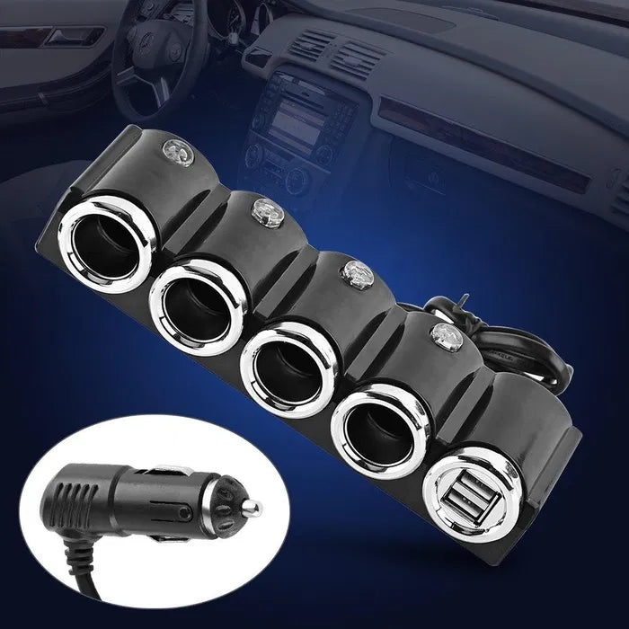 Разклонител за запалка 4 гнезда + 2 USB