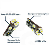 Комплкет от 2 броя LED Лед Диодни Крушки За Габарит Т10 W5W 8 SMD 12V Canbus - Error free Без грешки в Блистер