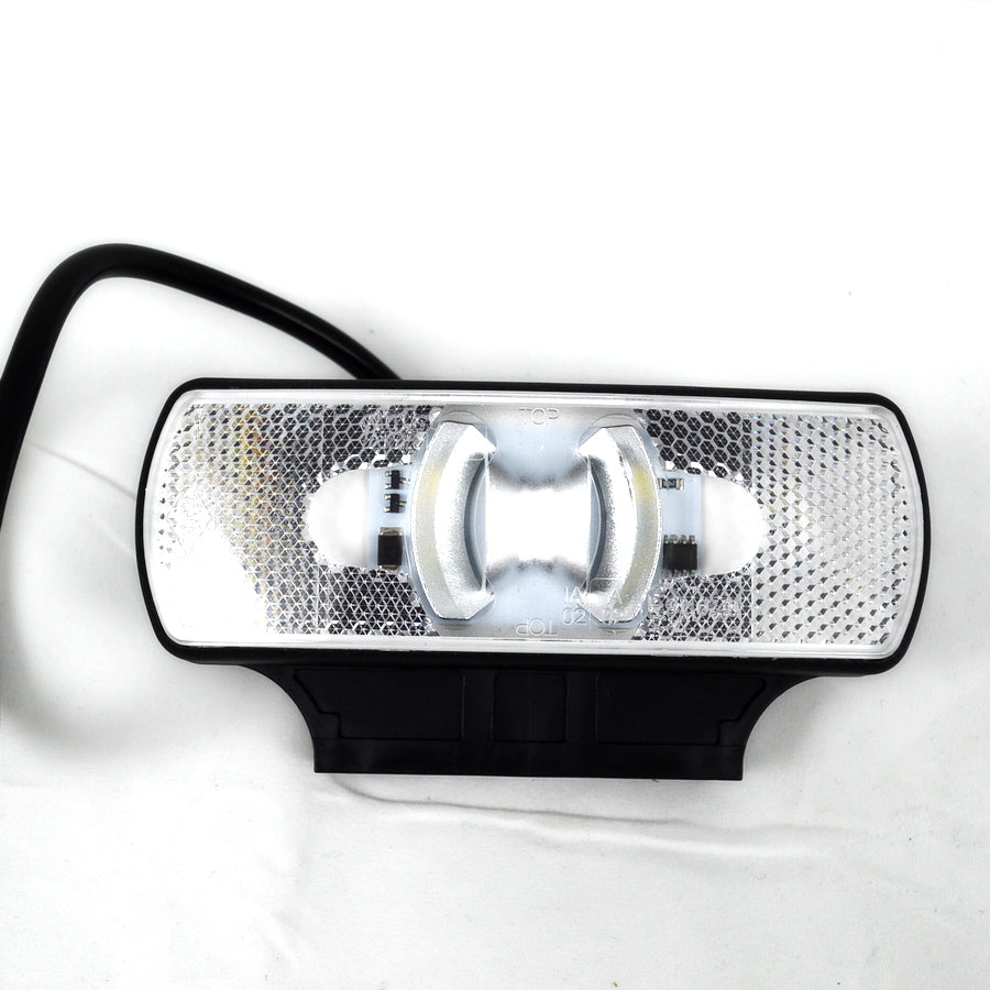 Бял LED габарит, 2 дъги с рефлектор, 12/24V
