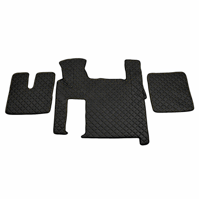 Кожени стелки за MAN TGX, черни с жълт шев, ANTI SLIP