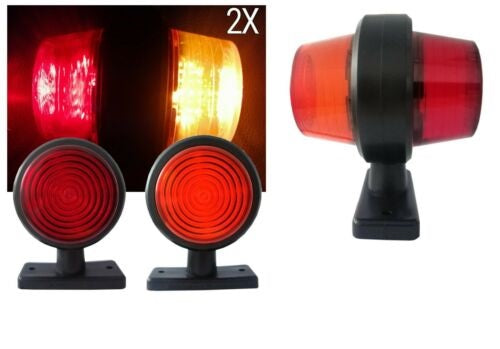 Комплект от 2 броя 12-24V ЛЕД LED Диодни Странични Маркери, Рогчета, Светлини За Камион, Ремарке, Каравана, Кемпер АТВ и др., червено-оранжево