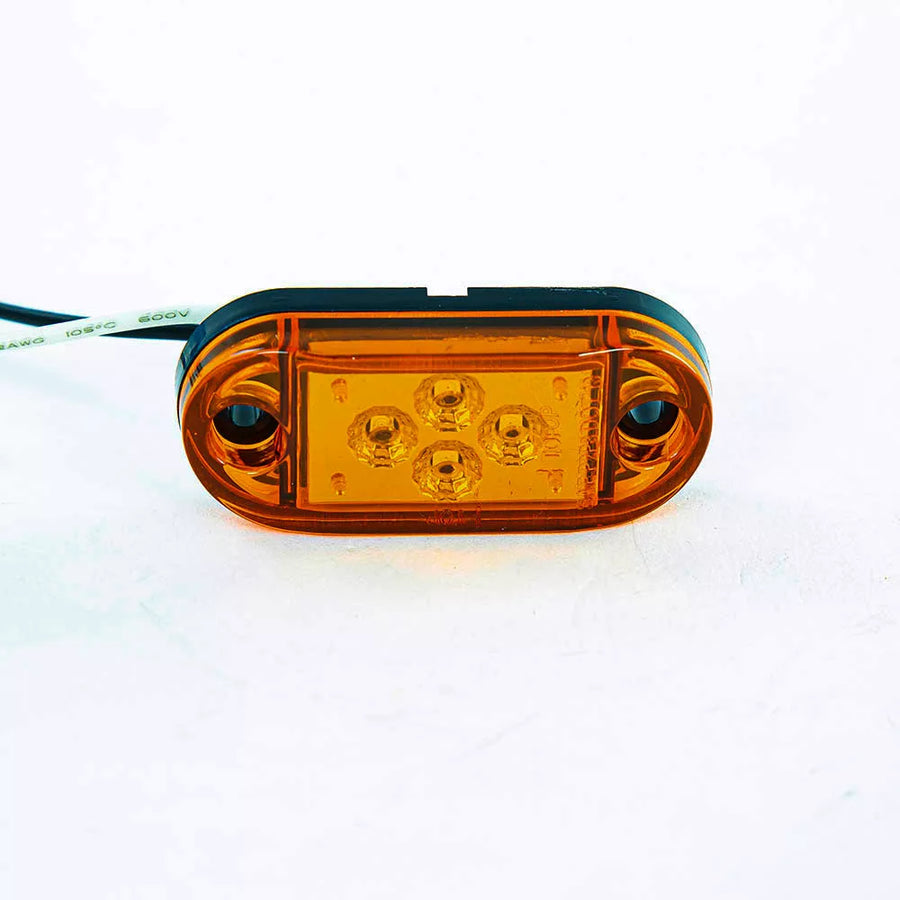 LED габарит, жълт овал Е-маркиран с 4 диода, 24V