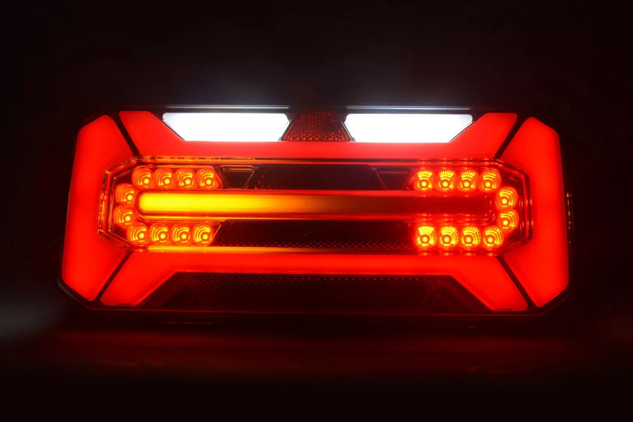 LED стоп НЕОН, с динамичен мигач и триъгълник, десен, 12/24V