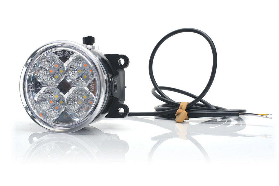 Кръгъл LED халоген с дневна светлина с мигач, 12/24V