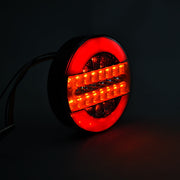 LED кръгъл стоп, червено - бяло, с динамичен и стандартен мигач, 12-24V