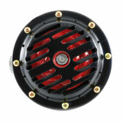 Клаксон от 12V, кръгъл и метален -1 бр.- черна с червено