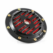 Клаксон от 12V, кръгъл и метален -1 бр.- черна с червено